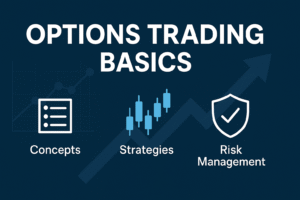 Options trading basics illustration showing key concepts, strategies, and risk management elements in a clear visual layout.